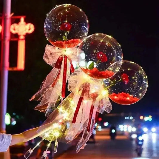 DIY LED Luminous Balloon Rose Bouquet - Home, Wedding, Christmas, Birthday, Valentines Decor Gif - Decorify Homes