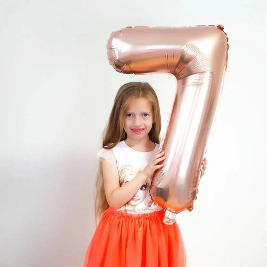 Rose Gold Number Balloon Party Decor - Decorify Homes