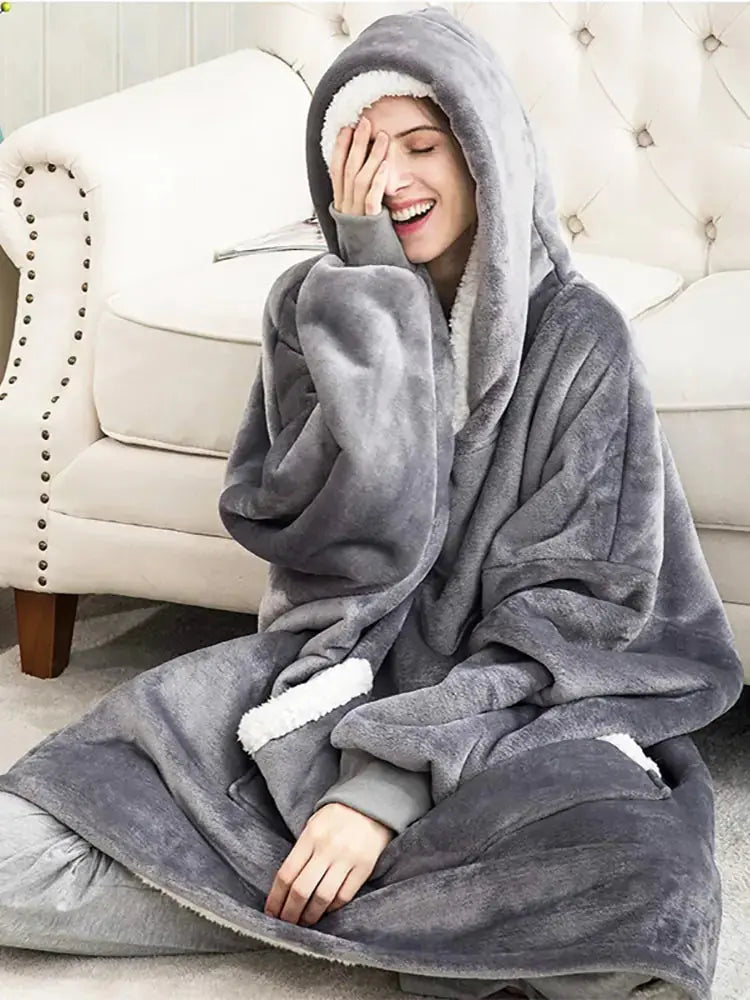 Hooded Winter Soft Plush Fleece Sofa Blanket - Decorify Homes