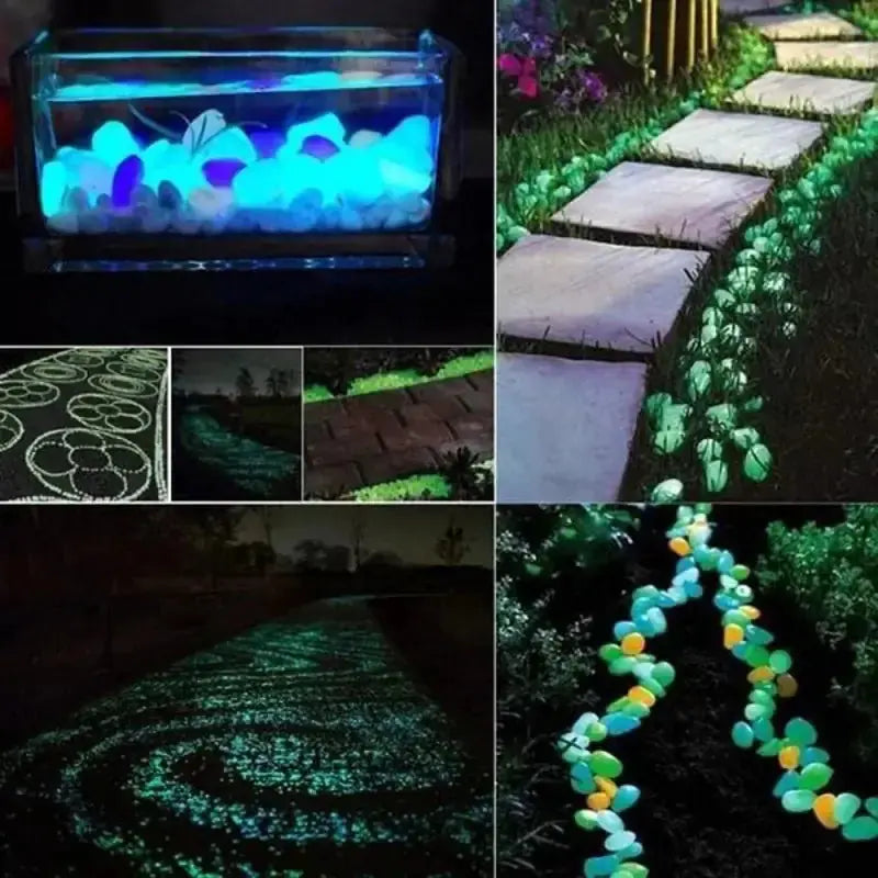 Modern and eclectic home decor ideas with glow in the dark garden pebbles for magical outdoor decoration29